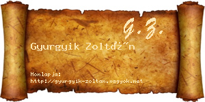 Gyurgyik Zoltán névjegykártya